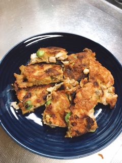 鶏肉と枝豆と油揚げの塩昆布チヂミ風-レシピのメイン写真