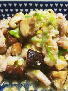 椎茸と豚バラネギ塩炒め-レシピのメイン写真