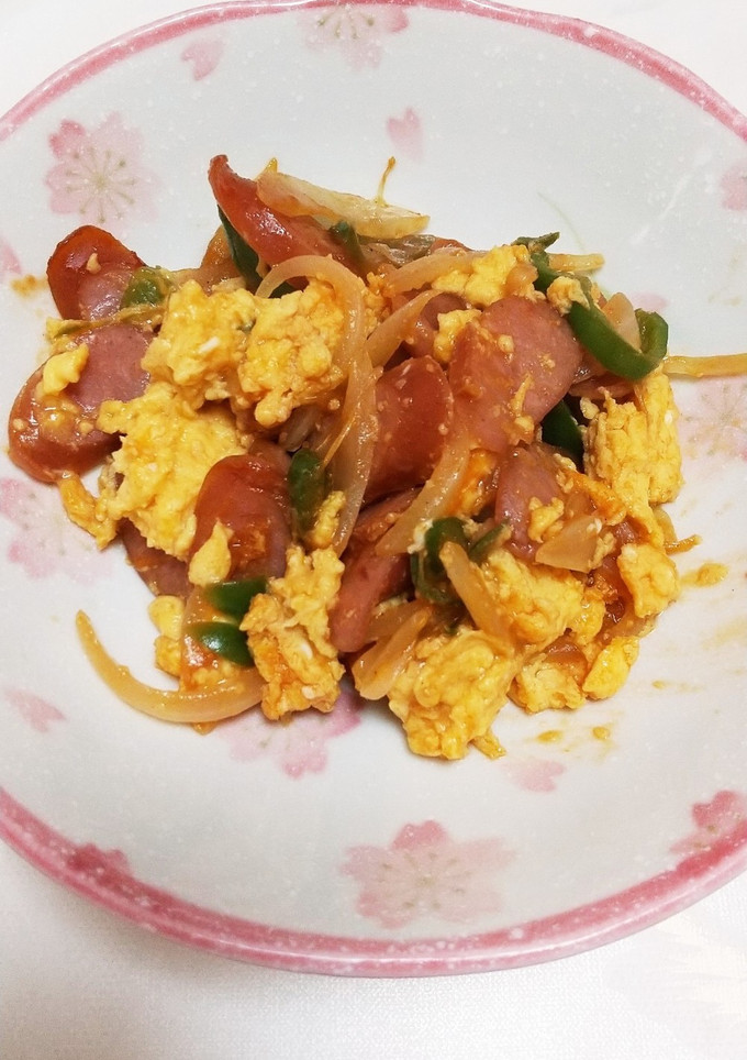 ♪簡単朝ご飯　野菜と炒り卵のケチャ炒め♪-レシピのメイン写真