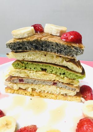 カラフル6栄養素入りホットケーキ　HMで-レシピのメイン写真