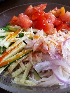 めんつゆとごまドレで☆サラダそうめん-レシピのメイン写真