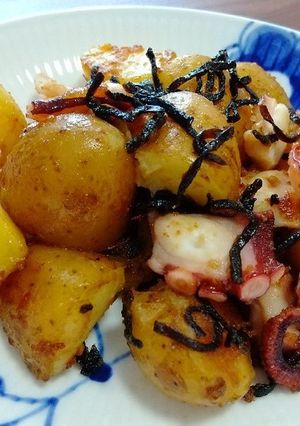 タコとじゃがいもの塩昆布バター炒め-レシピのメイン写真