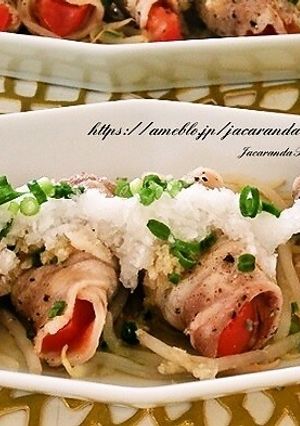 トマトの肉巻きレンジ蒸し-レシピのメイン写真