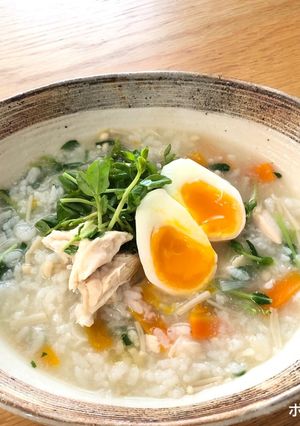 ポリ袋湯煎　疲れを癒す栄養たっぷり鶏がゆ-レシピのメイン写真