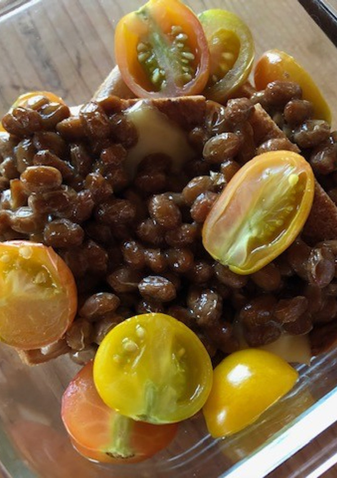 納豆とトマト焼き（パン耳使用）-レシピのメイン写真