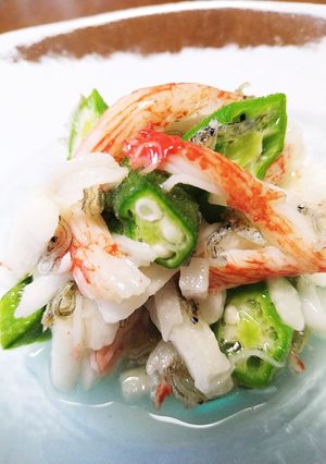 長芋、オクラとちりめんじゃこの酢の物-レシピのメイン写真