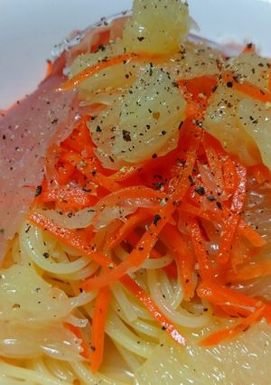 ニンジンとグレフルと生ハムの冷製パスタ-レシピのメイン写真