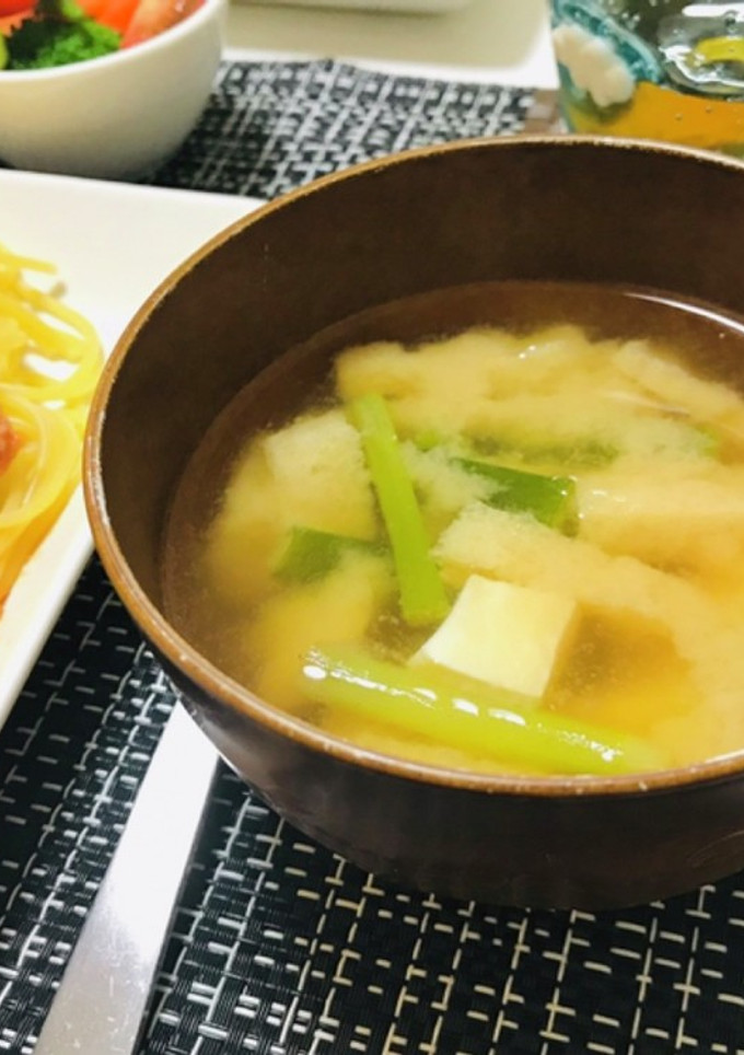 簡単ネギと油揚げと豆腐のお味噌汁-レシピのメイン写真