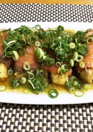 焼きナスのスモークサーモン巻き-レシピのメイン写真