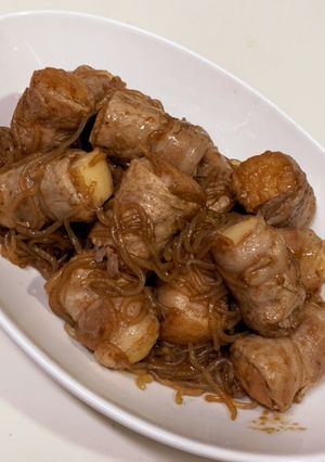 肉巻き厚揚げと糸コンの炒め物-レシピのメイン写真