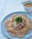 ピリ辛お刺身蒟蒻のゴマダレソース