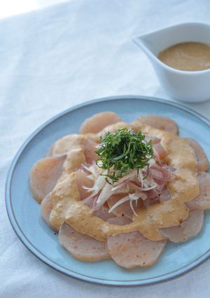 ピリ辛お刺身蒟蒻のゴマダレソース-レシピのメイン写真