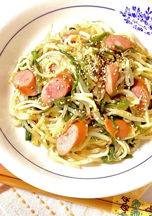 みりんで甘辛⭐️ニラもやし焼きそば-レシピのメイン写真