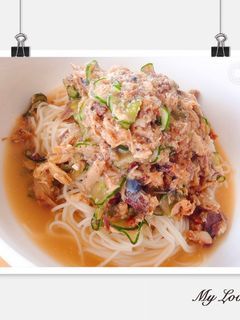 れぽ2♡梅冷や汁さば缶素麺♡簡単-レシピのメイン写真