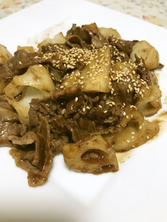 牛肉とレンコンのオイスターソース炒め-レシピのメイン写真