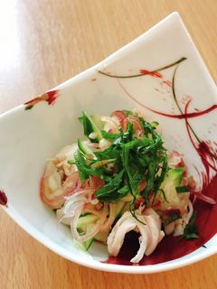 簡単!鳥ササミとみょうがの和え物-レシピのメイン写真