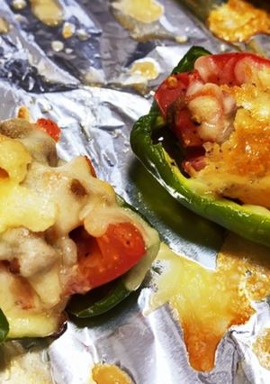 トースターで簡単!ピーマンのトマチー焼き-レシピのメイン写真