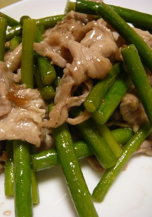 豚肉とにんにくの芽のｼﾝﾌﾟﾙ塩炒め-レシピのメイン写真