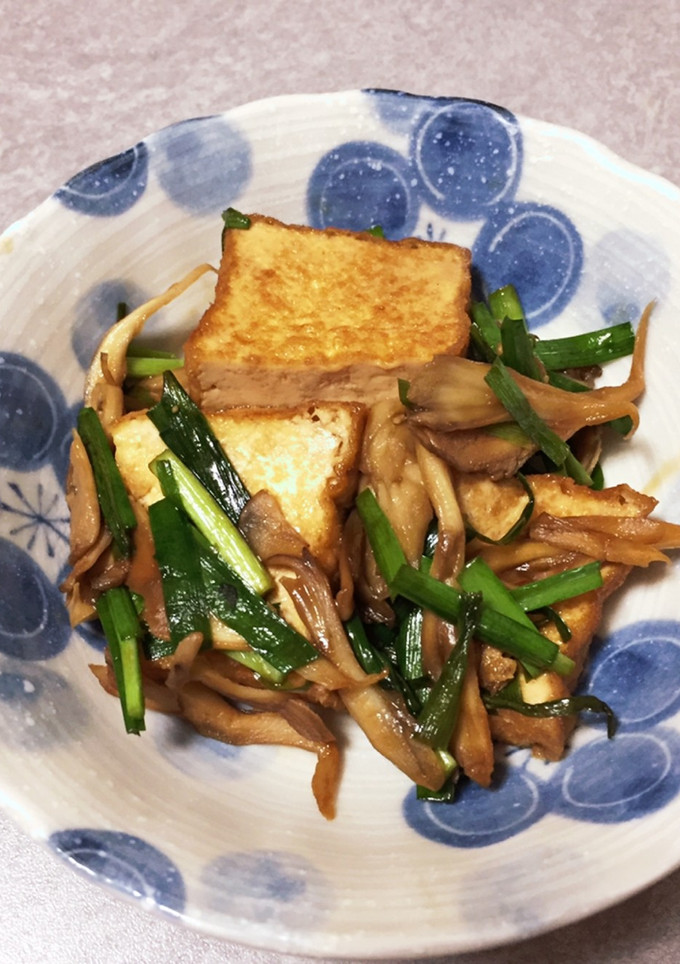 厚揚げとニラと舞茸のオイスター炒め-レシピのメイン写真
