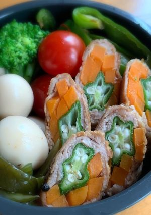 お弁当に☆おかずに！オクラと人参の肉巻き-レシピのメイン写真