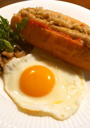 白菜の漬物でホットドッグ サルチャ-レシピのメイン写真