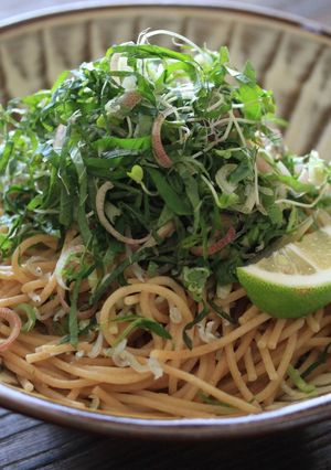 薬味たっぷり！！低GIの全粒粉パスタ-レシピのメイン写真