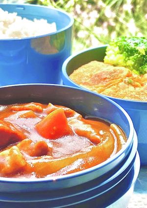 タロの弁当14チキンカレーとじゃこキムチ-レシピのメイン写真