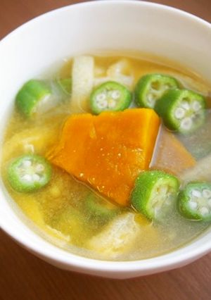 南瓜とオクラの味噌汁♪-レシピのメイン写真