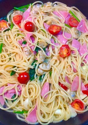 No2635フライパンとハサミ7分パスタ-レシピのメイン写真