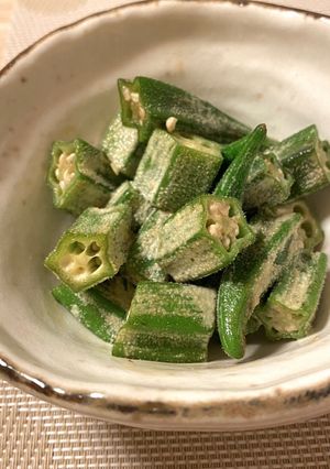 オクラのわさび醤油マヨ和え*+-レシピのメイン写真