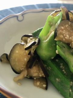 薬味が香る☆なすとおくらの味噌和え-レシピのメイン写真