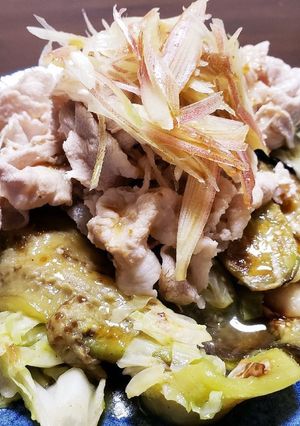 豚しゃぶと茄子のにんにくオリーブ油蒸し♪-レシピのメイン写真