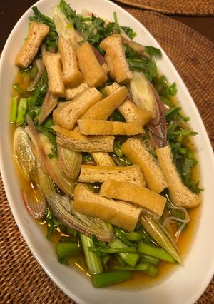 せりとみょうが油揚げの冷やしそうめん-レシピのメイン写真