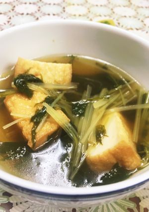 水菜とあげさんの炊いたん柚子胡椒風味-レシピのメイン写真