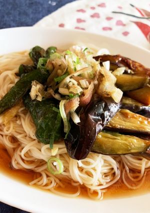 茄子の揚げ浸しで、冷やし麺☆-レシピのメイン写真