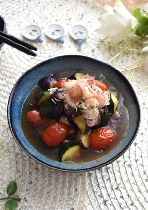 なす・ズッキーニ・トマトのポン酢あんかけ-レシピのメイン写真