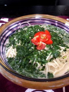 冷たい豆乳モロヘイヤスープの素麺の作り方-レシピのメイン写真