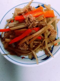 腸内免疫力アップ!肉入りキンピラごぼう-レシピのメイン写真