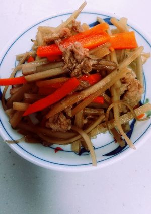 腸内免疫力アップ!肉入りキンピラごぼう-レシピのメイン写真
