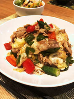 豚バラと夏野菜のオイスター炒めそうめん-レシピのメイン写真