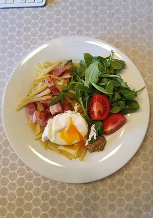 ポテト炒めとポーチドエッグ-レシピのメイン写真