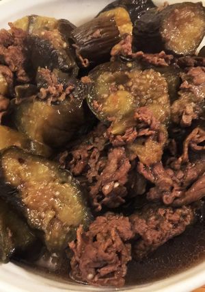 超簡単!無水!ナスと牛肉の煮物-レシピのメイン写真