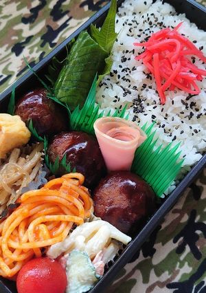 2020/8/27　チーズ入肉団子弁当-レシピのメイン写真