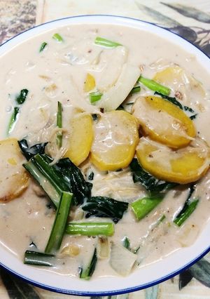 江戸菜とホタテのクリーム煮-レシピのメイン写真