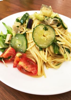 レモン香る♪夏野菜の和風冷製パスタ-レシピのメイン写真