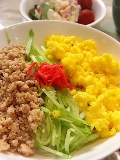 鶏ぶつ切りからの三色丼-レシピのメイン写真
