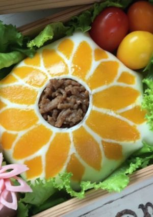 【簡単】キャラ弁 ひまわり 薄焼き卵②-レシピのメイン写真