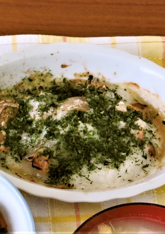 秋鮭ときのこの牛乳とろろ焼き-レシピのメイン写真