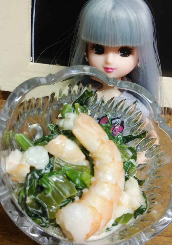 リカちゃん♡つるむらさき蜂蜜エビマヨ和え-レシピのメイン写真