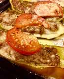 万願寺&福耳唐辛子の洋風肉詰めチーズ焼き